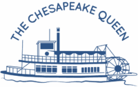The Chesapeake Queen Logo with a steam boat in blue